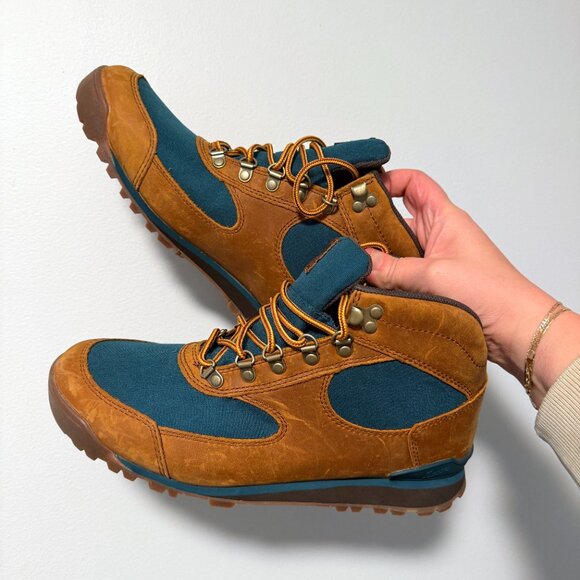 Danner Jag Womens Hiking Boots Sz 9 Distressed Brown Deep Teal Lace Up Mid Top - Picture 3 of 9